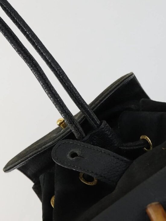 GUCCI Bamboo Backpack Leather Black Gold 003 2058 0030 Auth 156416 main image 13